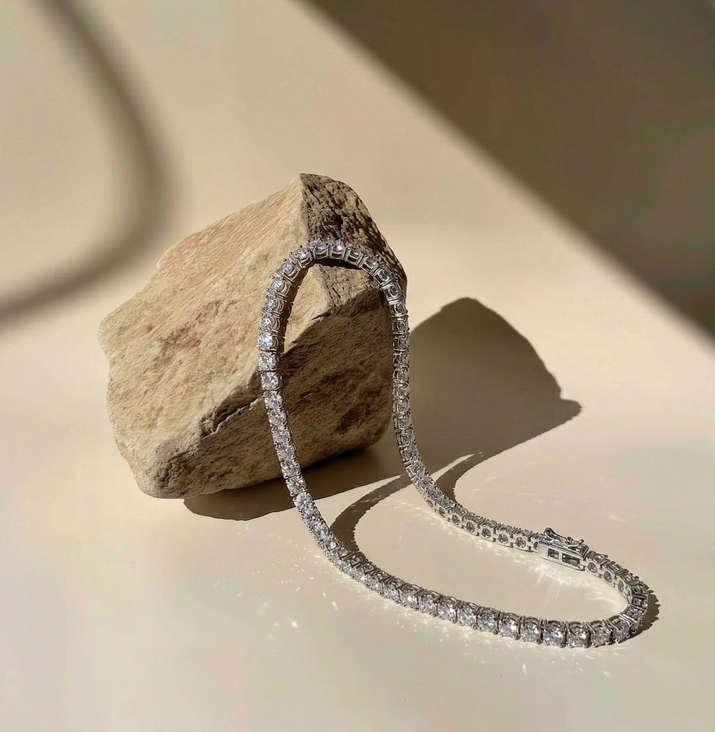 Pluie — 4.9 Ct Moissanite Rhodium Bracelet in Sterling Silver by Trendsi
