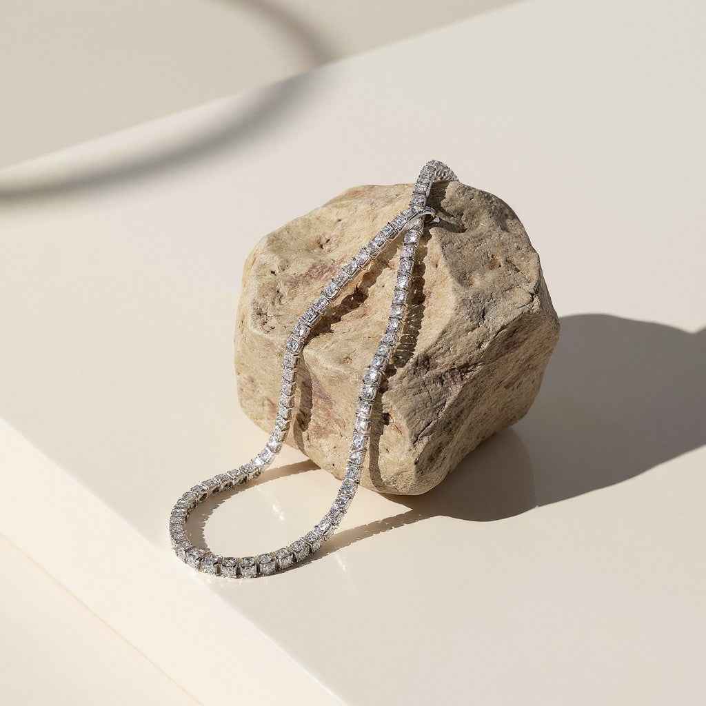 Pluie — 4.9 Ct Moissanite Rhodium Bracelet in Sterling Silver by Trendsi