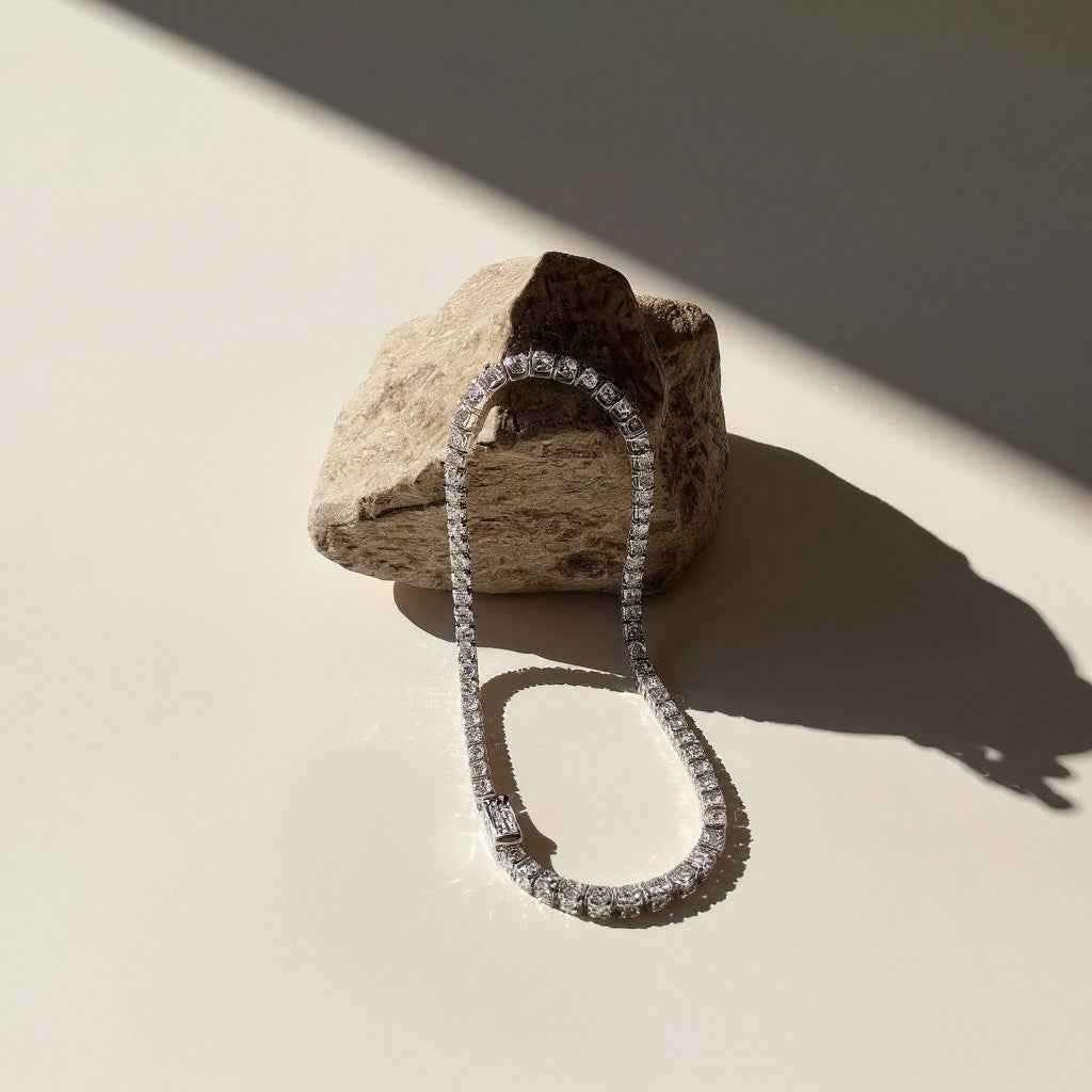 Pluie — 4.9 Ct Moissanite Rhodium Bracelet in Sterling Silver by Trendsi