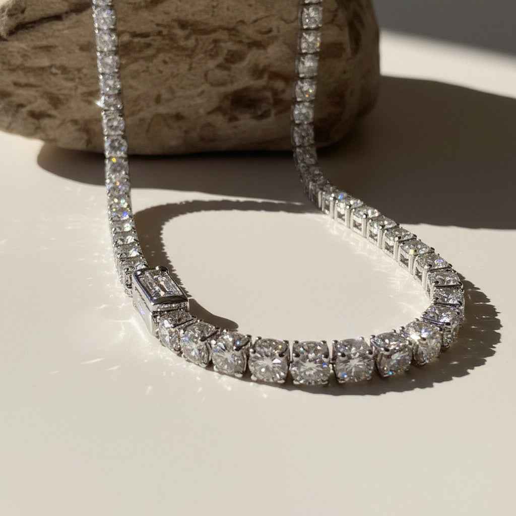 Pluie — 4.9 Ct Moissanite Rhodium Bracelet in Sterling Silver by Trendsi