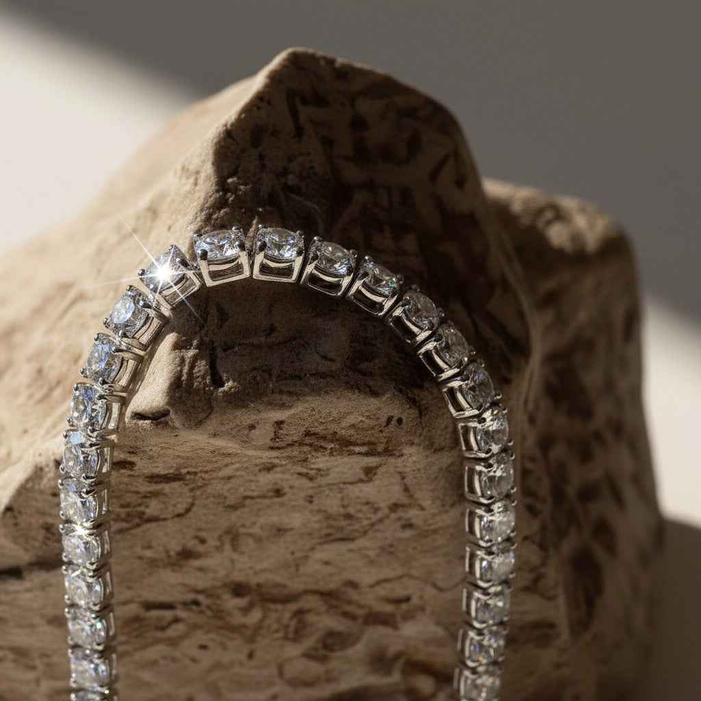 Pluie — 4.9 Ct Moissanite Rhodium Bracelet in Sterling Silver by Trendsi