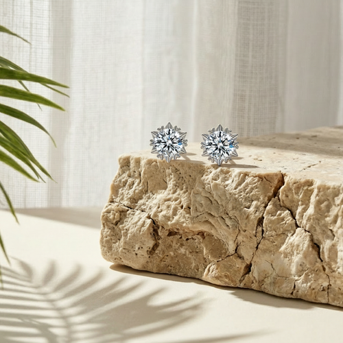 Ancrage — 4 Ct Moissanite Stud Earrings in Sterling Silver by Trendsi