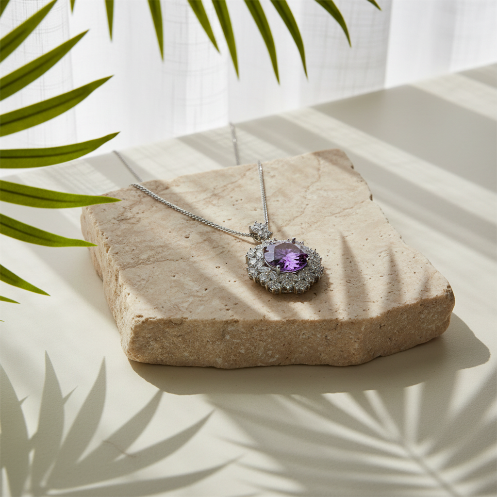 Cascade — 10 Ct Moissanite Platinum Necklace in Sterling Silver by Trendsi