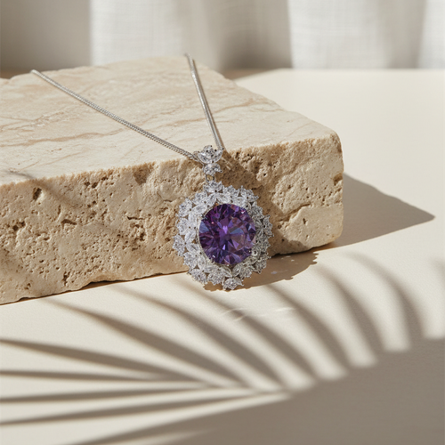 Cascade — 10 Ct Moissanite Platinum Necklace in Sterling Silver by Trendsi