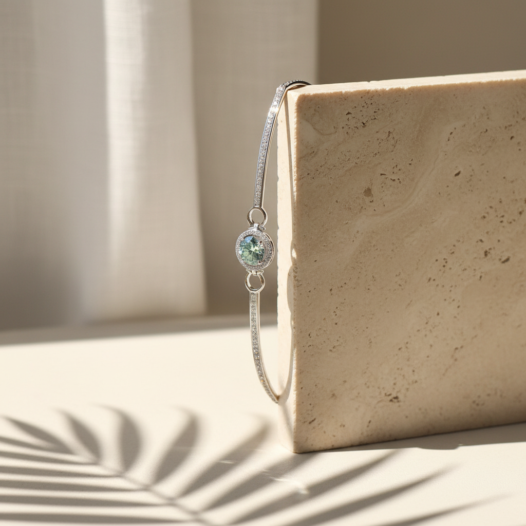 Cercle — 2 Ct Moissanite Platinum Bangle in Sterling Silver by Trendsi