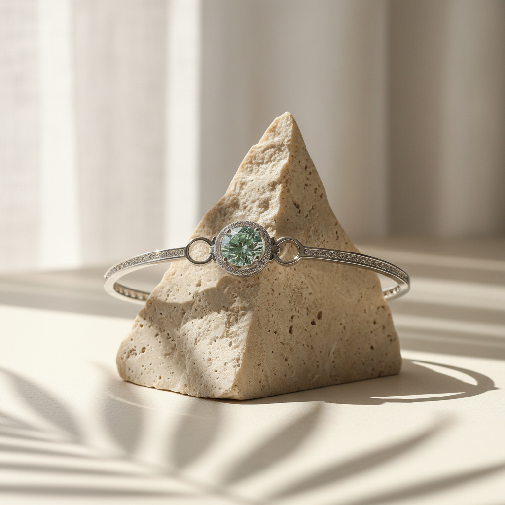 Cercle — 2 Ct Moissanite Platinum Bangle in Sterling Silver by Trendsi