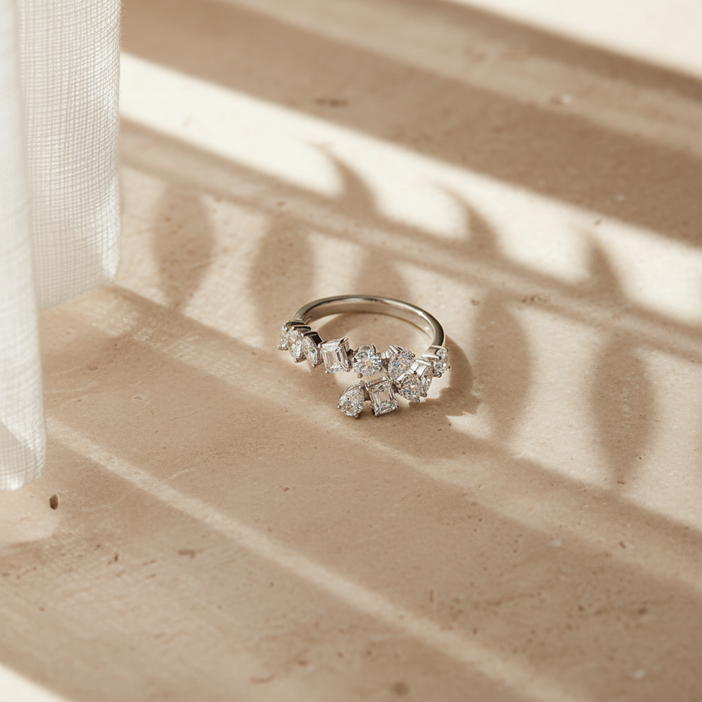 Entrelac — 2.6 Ct Moissanite Bypass Ring in Sterling Silver by Trendsi