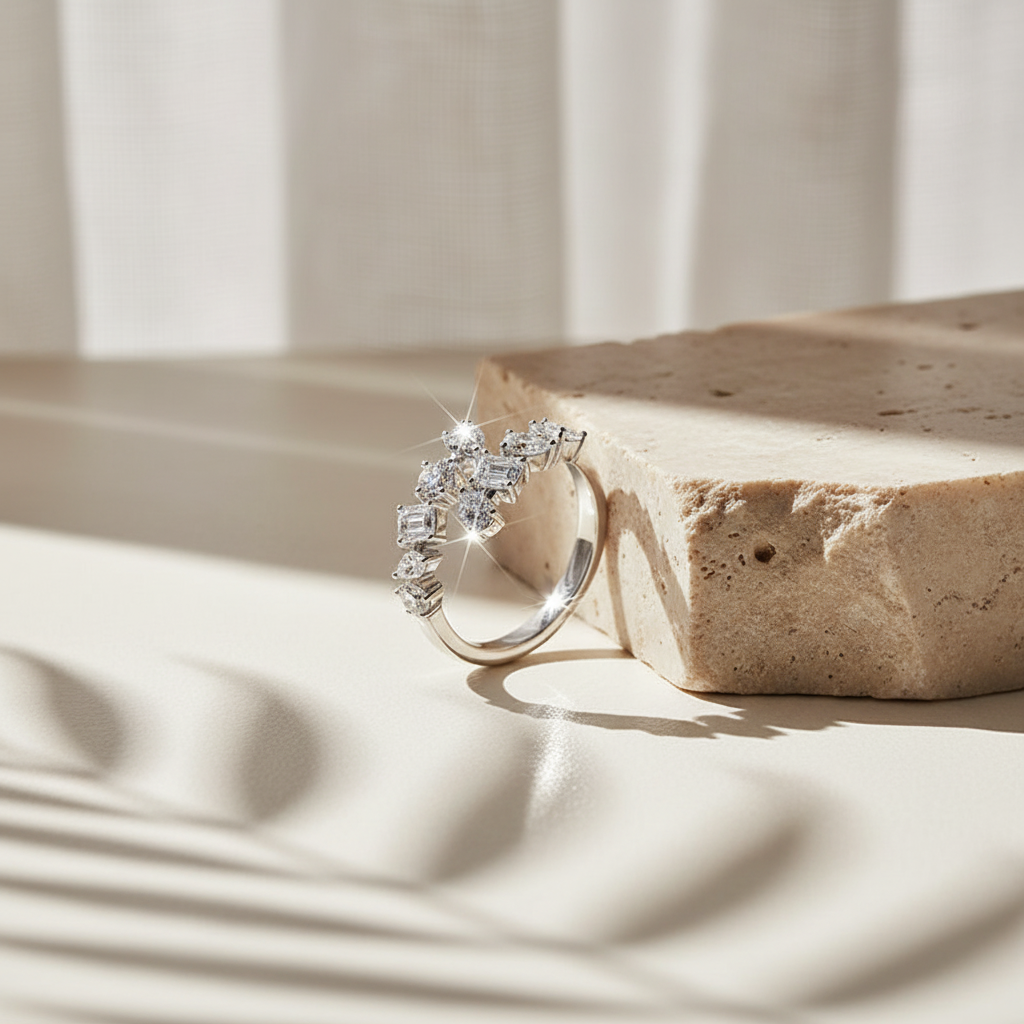 Entrelac — 2.6 Ct Moissanite Bypass Ring in Sterling Silver by Trendsi