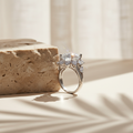 Fleur — 10 Ct Moissanite Flower Ring in Sterling Silver by Trendsi