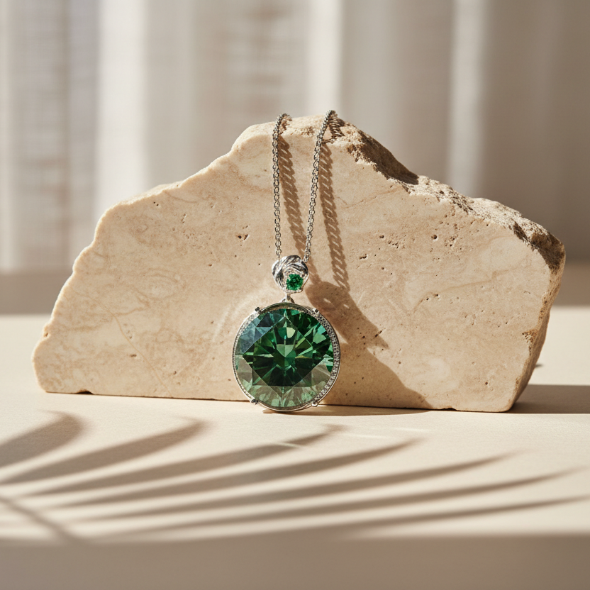 Grandeur — 20 Ct Moissanite Pendant Necklace in Sterling Silver by Trendsi