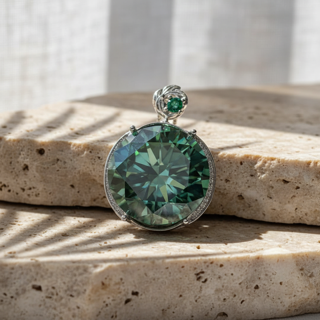 Grandeur — 20 Ct Moissanite Pendant Necklace in Sterling Silver by Trendsi