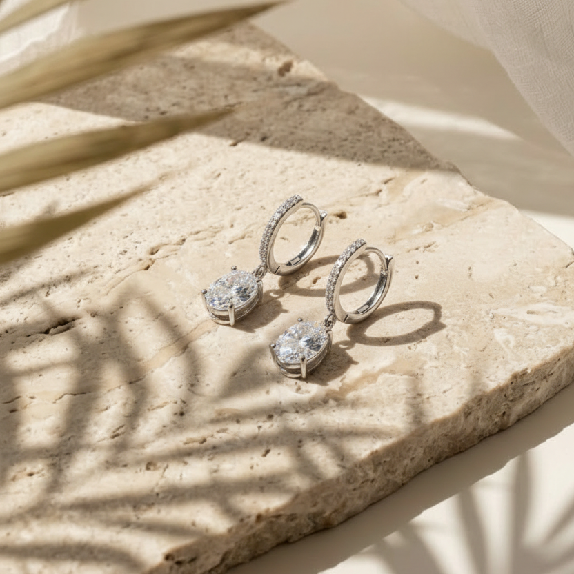 Dualité — 3 Ct Moissanite Gold & Platinum Earrings in Sterling Silver by Trendsi
