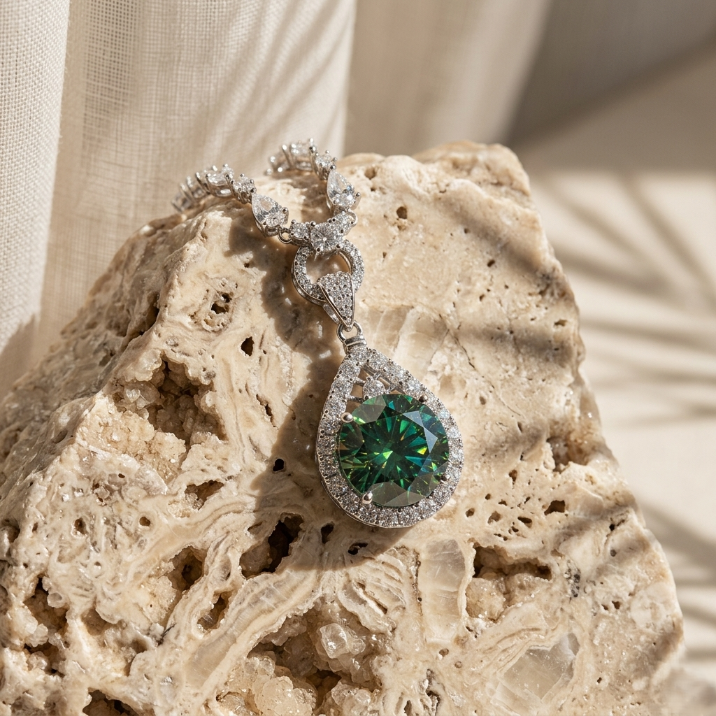 Larme — 10 Ct Moissanite Teardrop Necklace in Sterling Silver by Trendsi