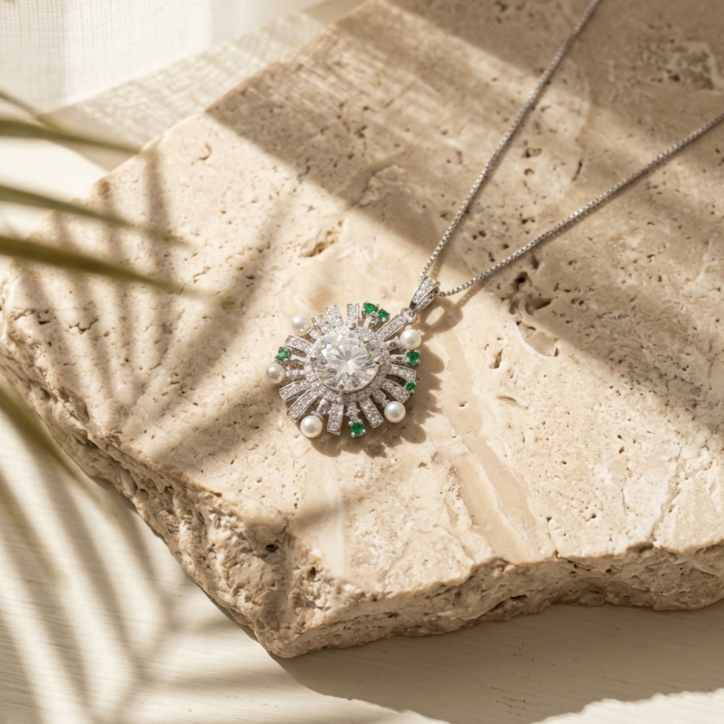 Nuage — 2 Ct Moissanite Platinum Necklace in Sterling Silver by Trendsi