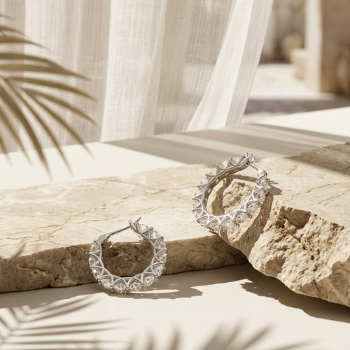 Aube — 7.2 Ct Moissanite Gold & Platinum Earrings in Sterling Silver by Trendsi