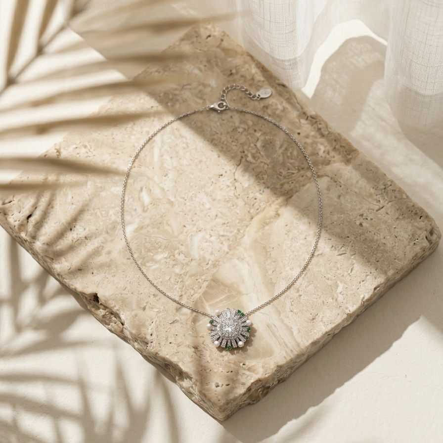 Nuage — 2 Ct Moissanite Platinum Necklace in Sterling Silver by Trendsi