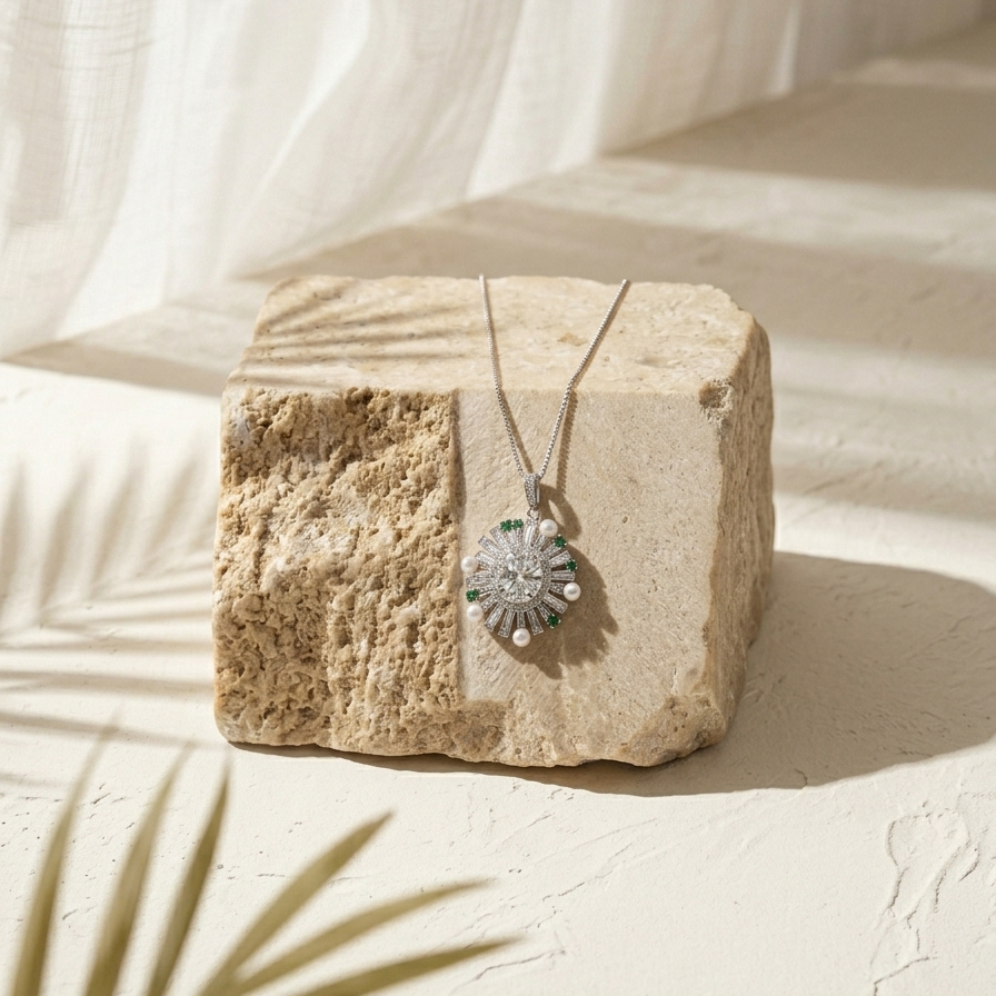 Nuage — 2 Ct Moissanite Platinum Necklace in Sterling Silver by Trendsi