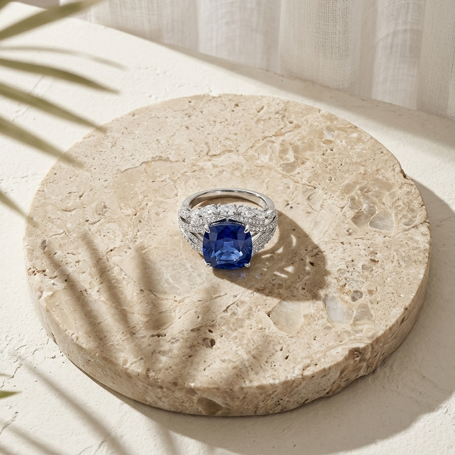 Azur — 5 Ct Sapphire Ring in Sterling Silver by Trendsi
