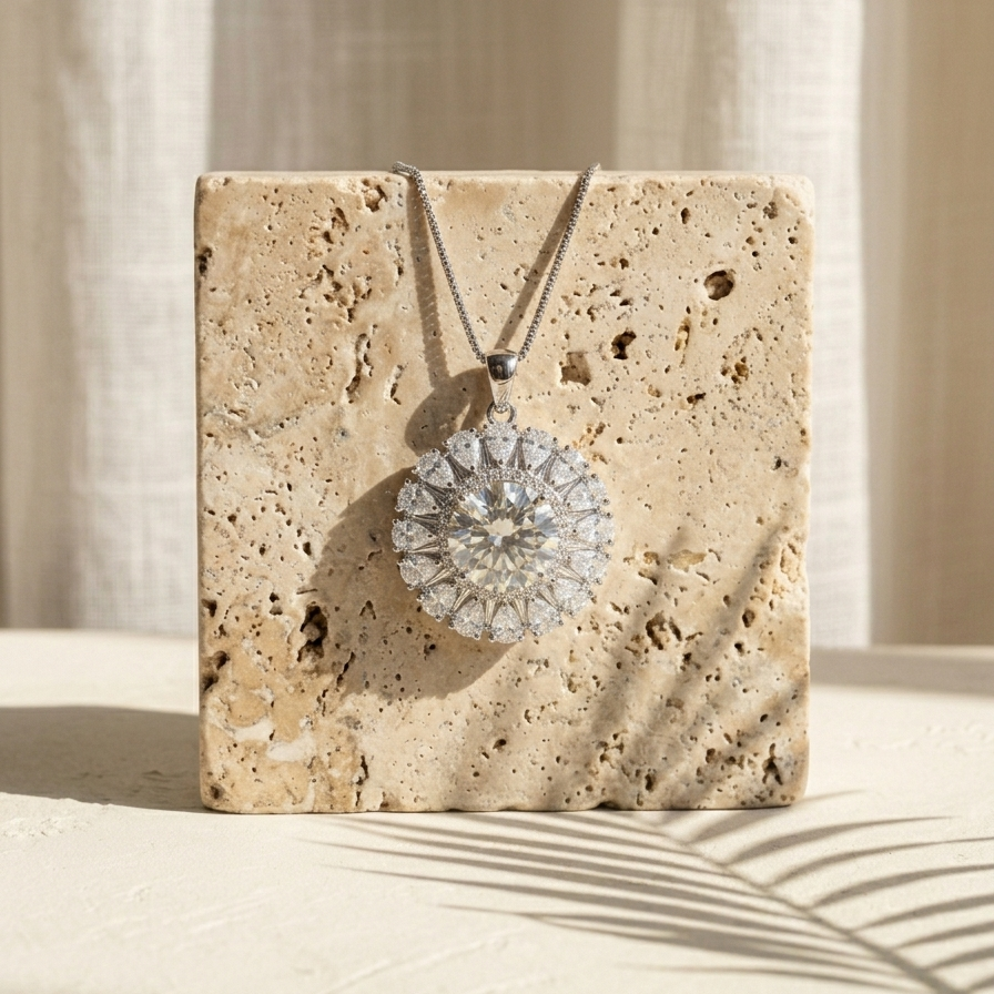 Étoile — 5 Ct Moissanite Platinum Necklace in Sterling Silver by Trendsi