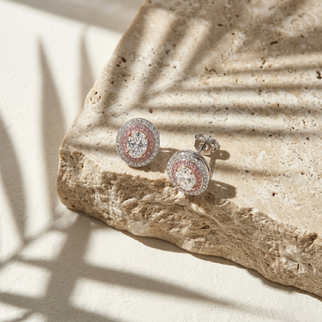 Perle — 1 Ct Moissanite Platinum Stud Earrings in Sterling Silver by Trendsi