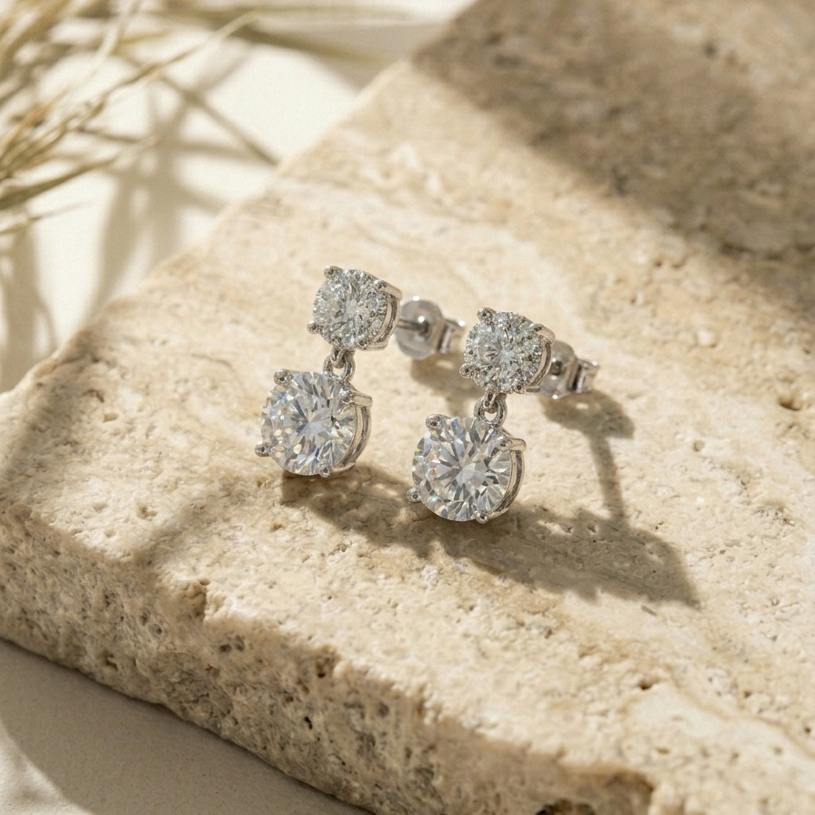 Lueur — 10 Ct Moissanite Stud Earrings in Sterling Silver by Trendsi