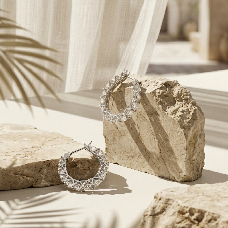 Aube — 7.2 Ct Moissanite Gold & Platinum Earrings in Sterling Silver by Trendsi