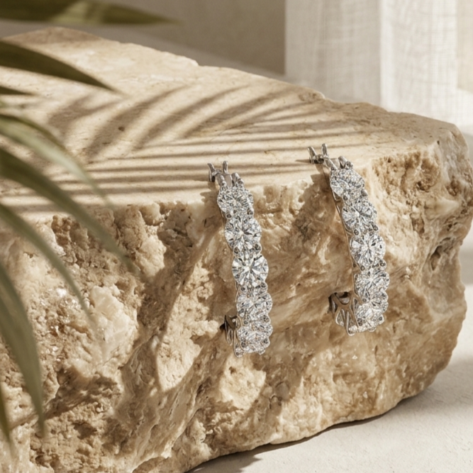Aube — 7.2 Ct Moissanite Gold & Platinum Earrings in Sterling Silver by Trendsi