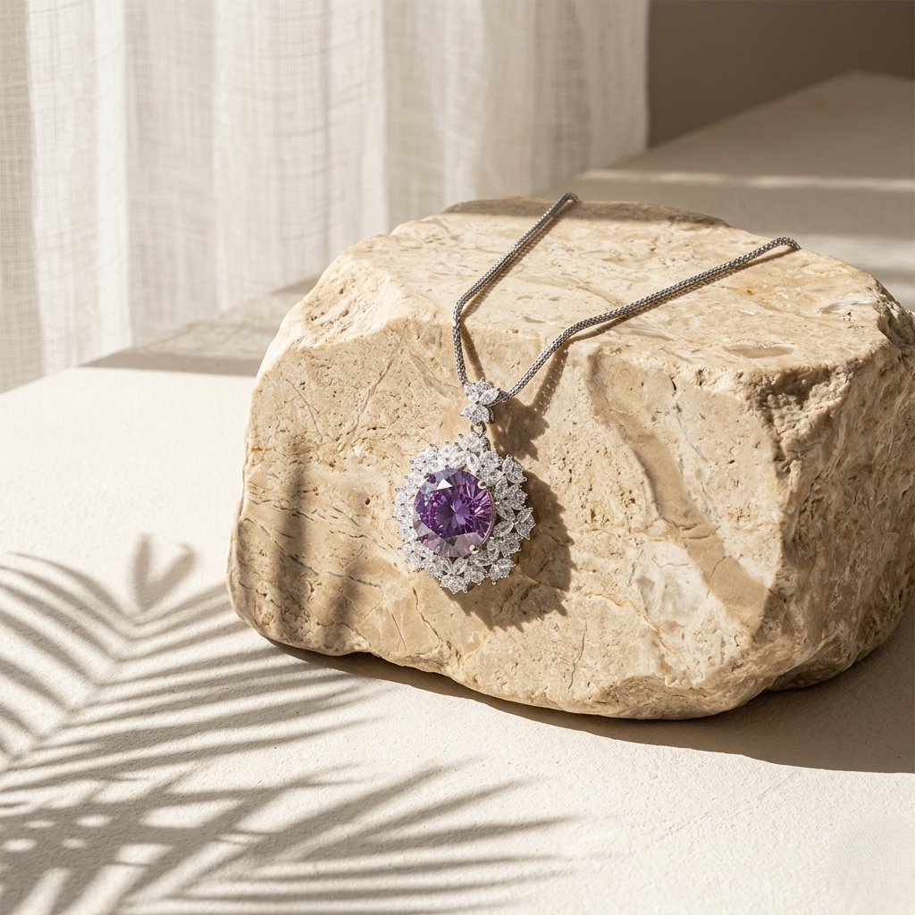Cascade — 10 Ct Moissanite Platinum Necklace in Sterling Silver by Trendsi
