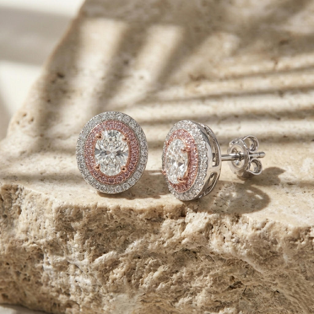 Perle — 1 Ct Moissanite Platinum Stud Earrings in Sterling Silver by Trendsi