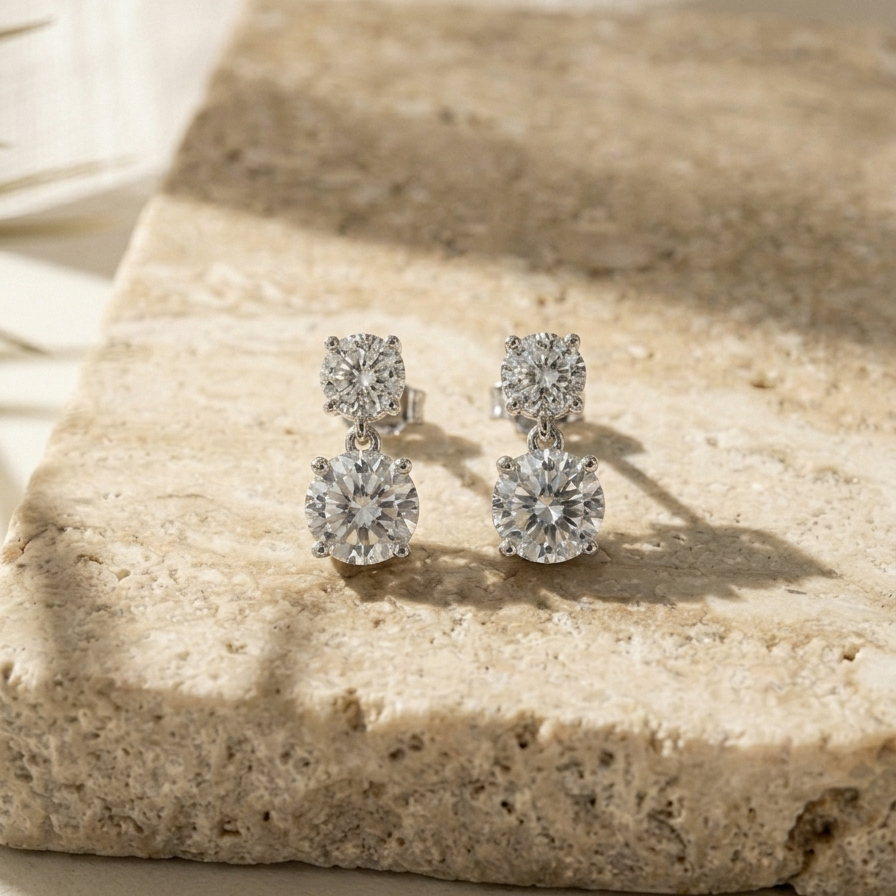 Lueur — 10 Ct Moissanite Stud Earrings in Sterling Silver by Trendsi