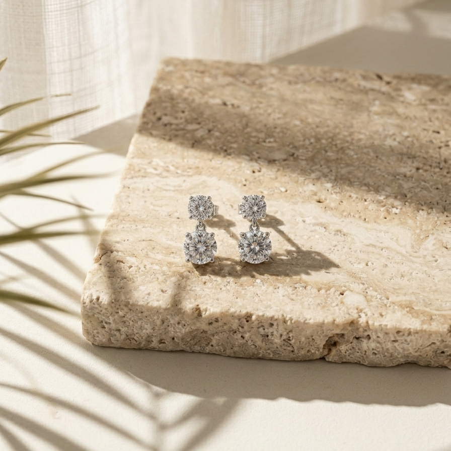Lueur — 10 Ct Moissanite Stud Earrings in Sterling Silver by Trendsi
