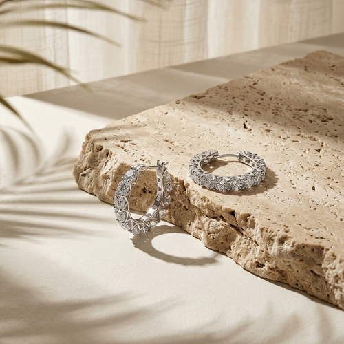 Aube — 7.2 Ct Moissanite Gold & Platinum Earrings in Sterling Silver by Trendsi