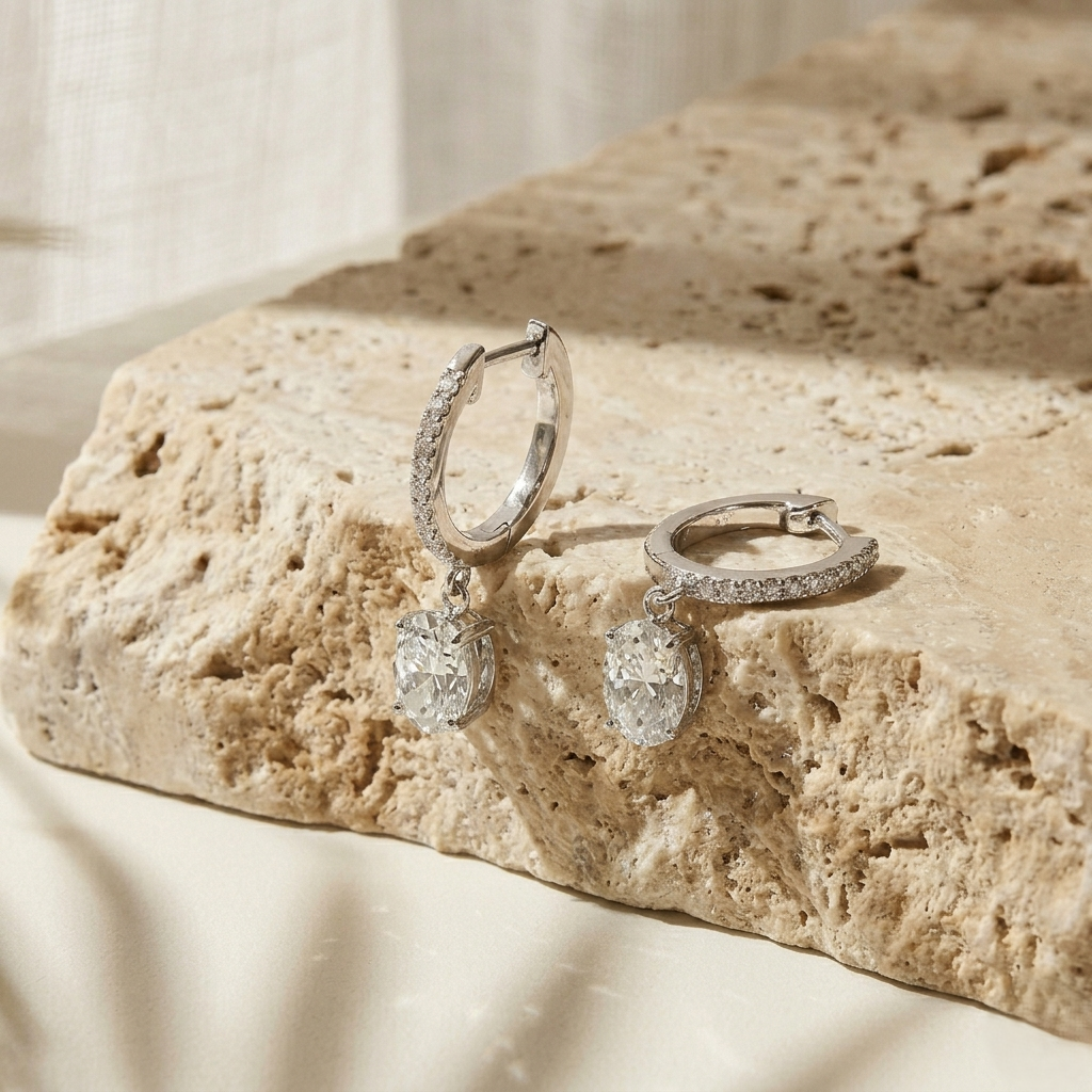 Dualité — 3 Ct Moissanite Gold & Platinum Earrings in Sterling Silver by Trendsi