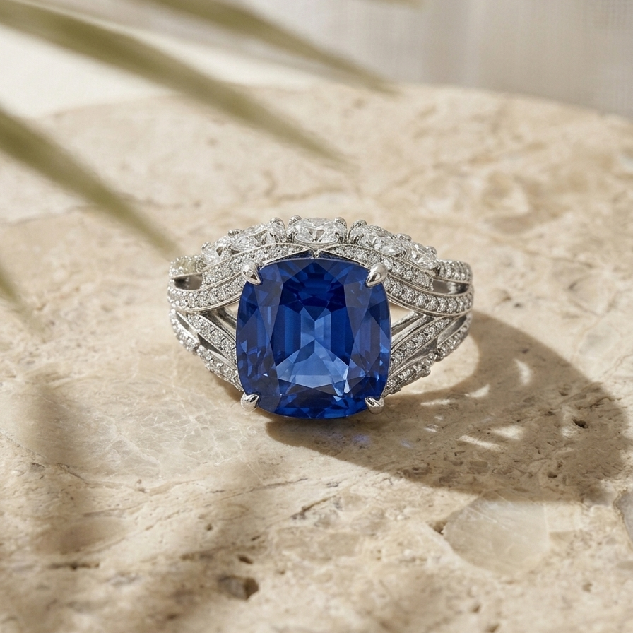 Azur — 5 Ct Sapphire Ring in Sterling Silver by Trendsi