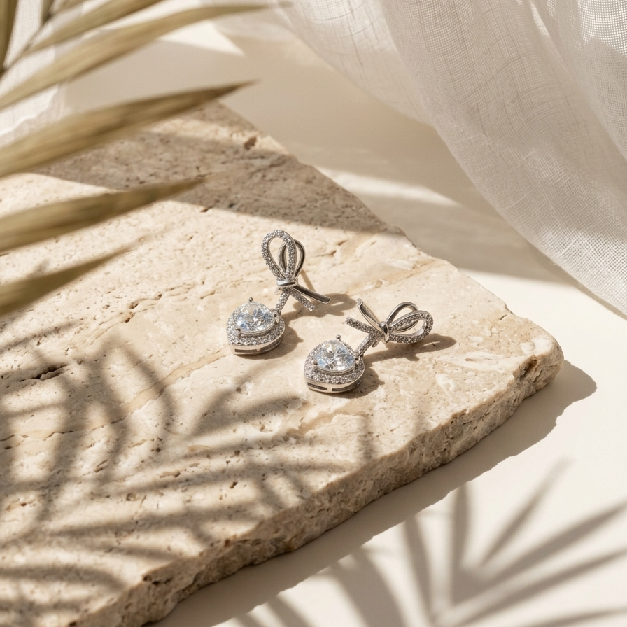 Cœur — 2 Ct Moissanite Heart Earrings in Sterling Silver by Trendsi