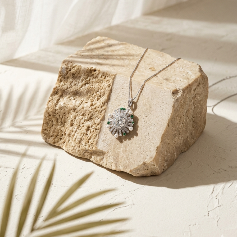 Nuage — 2 Ct Moissanite Platinum Necklace in Sterling Silver by Trendsi