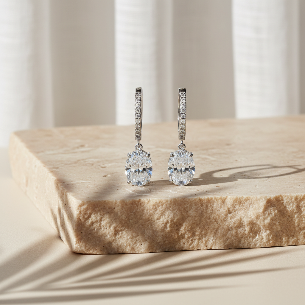 Dualité — 3 Ct Moissanite Gold & Platinum Earrings in Sterling Silver by Trendsi
