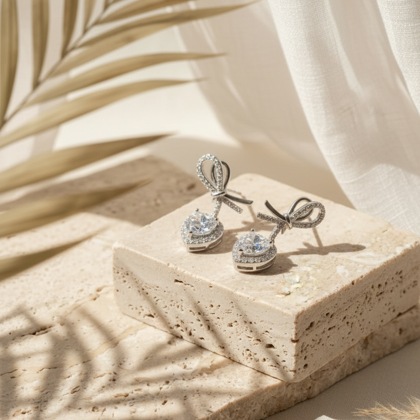 Cœur — 2 Ct Moissanite Heart Earrings in Sterling Silver by Trendsi