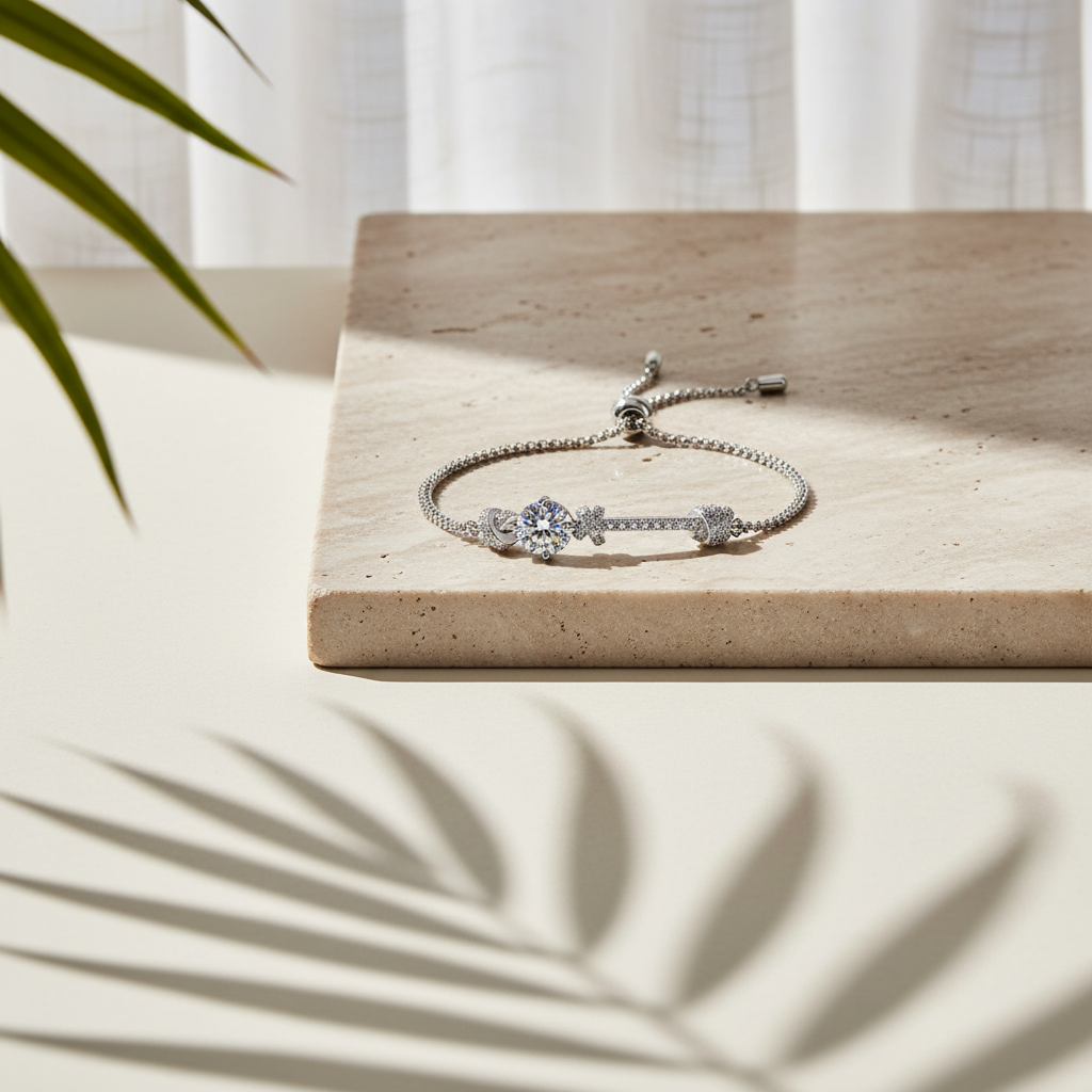 Lien — 2 Ct Moissanite Rhodium Bracelet in Sterling Silver by Trendsi