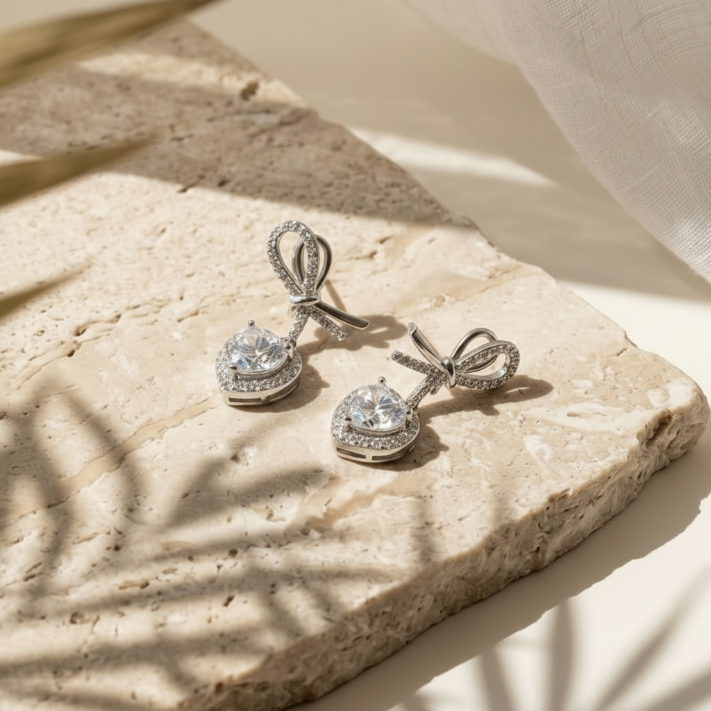 Cœur — 2 Ct Moissanite Heart Earrings in Sterling Silver by Trendsi