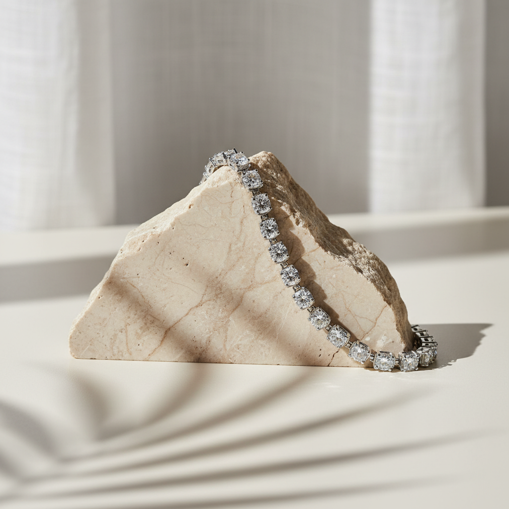 Opulence — 10 Ct Moissanite Platinum Bracelet in Sterling Silver by Trendsi