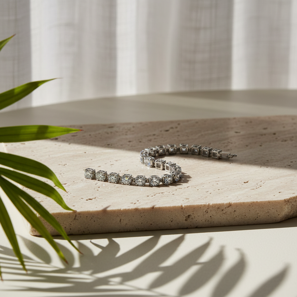 Opulence — 10 Ct Moissanite Platinum Bracelet in Sterling Silver by Trendsi