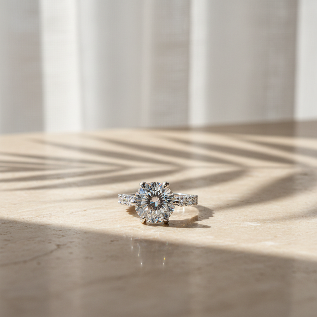 Rive — 5 Ct Moissanite Side Stone Ring in Sterling Silver by Trendsi
