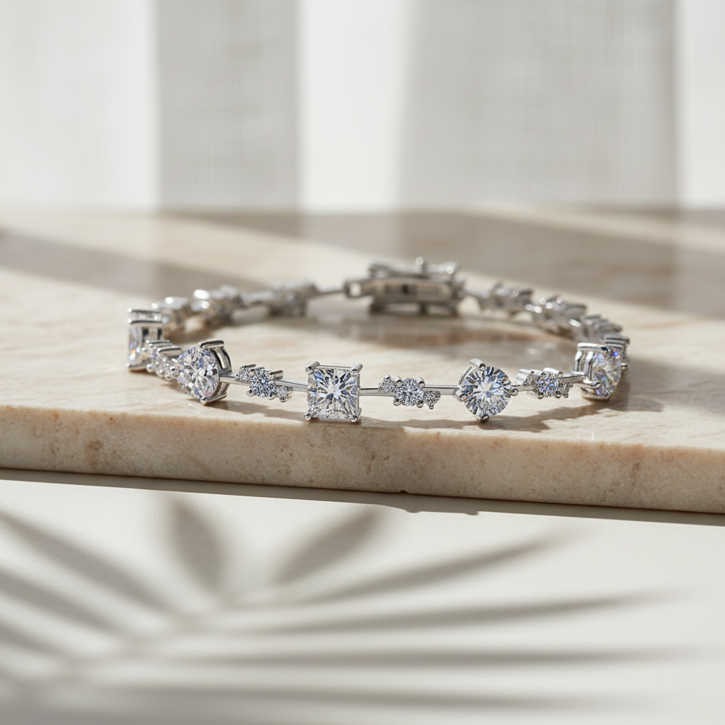 Ruisseau — 6.2 Ct Moissanite Bracelet in Sterling Silver by Trendsi