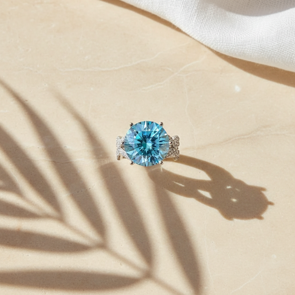 Soleil — 10 Ct Moissanite Ring in Sterling Silver by Trendsi