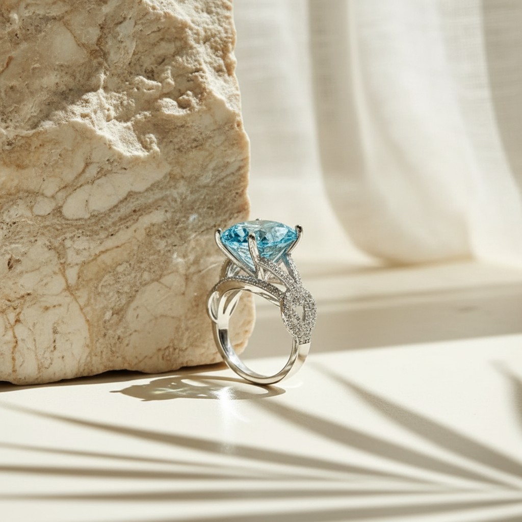 Soleil — 10 Ct Moissanite Ring in Sterling Silver by Trendsi