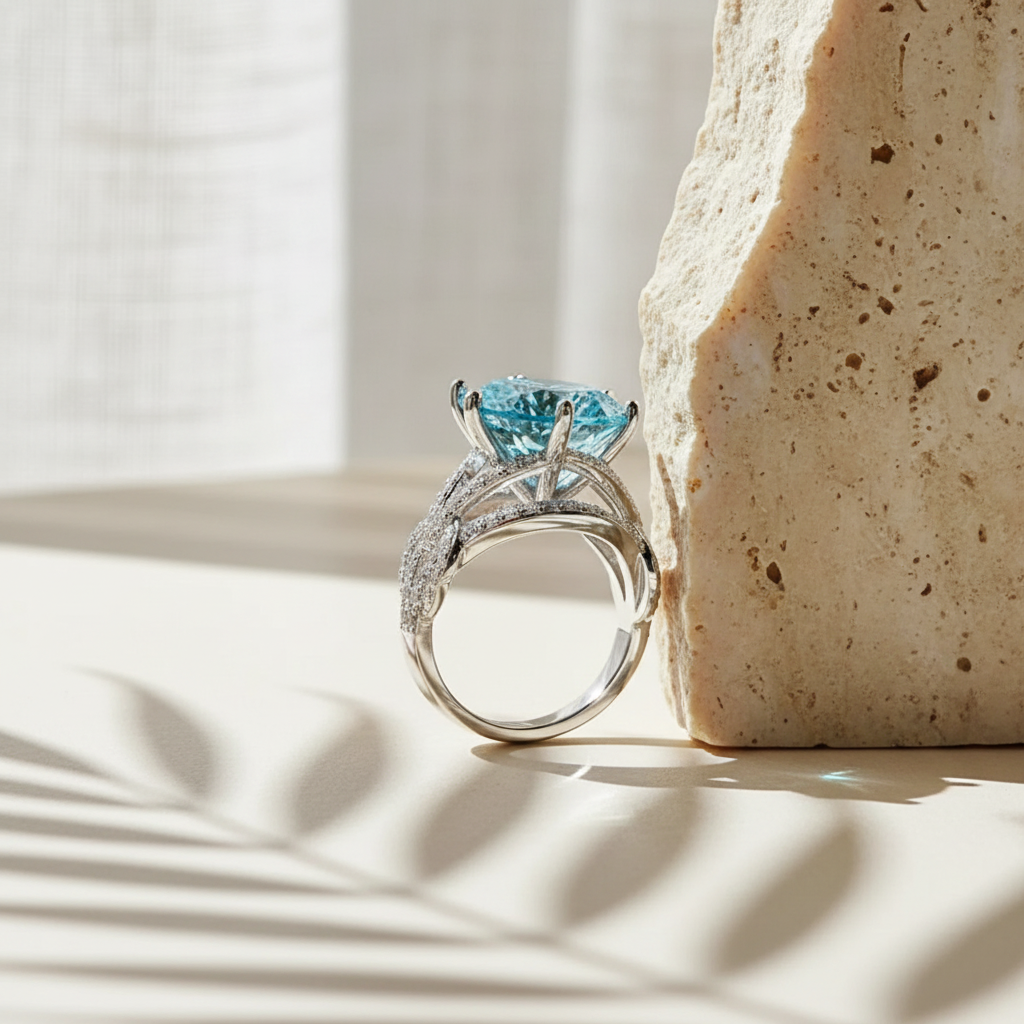 Soleil — 10 Ct Moissanite Ring in Sterling Silver by Trendsi