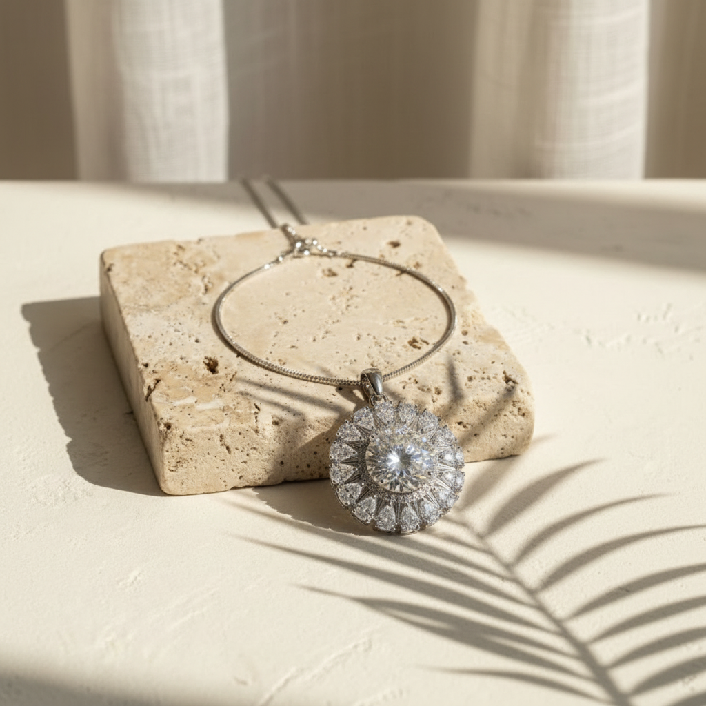 Étoile — 5 Ct Moissanite Platinum Necklace in Sterling Silver by Trendsi