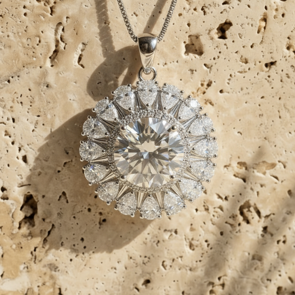 Étoile — 5 Ct Moissanite Platinum Necklace in Sterling Silver by Trendsi