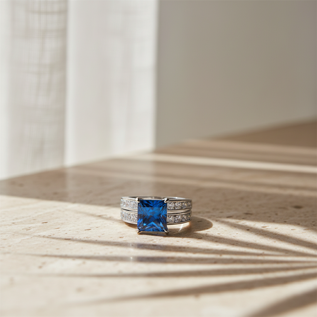 Trio — 3 Ct Moissanite Ring in Sterling Silver by Trendsi